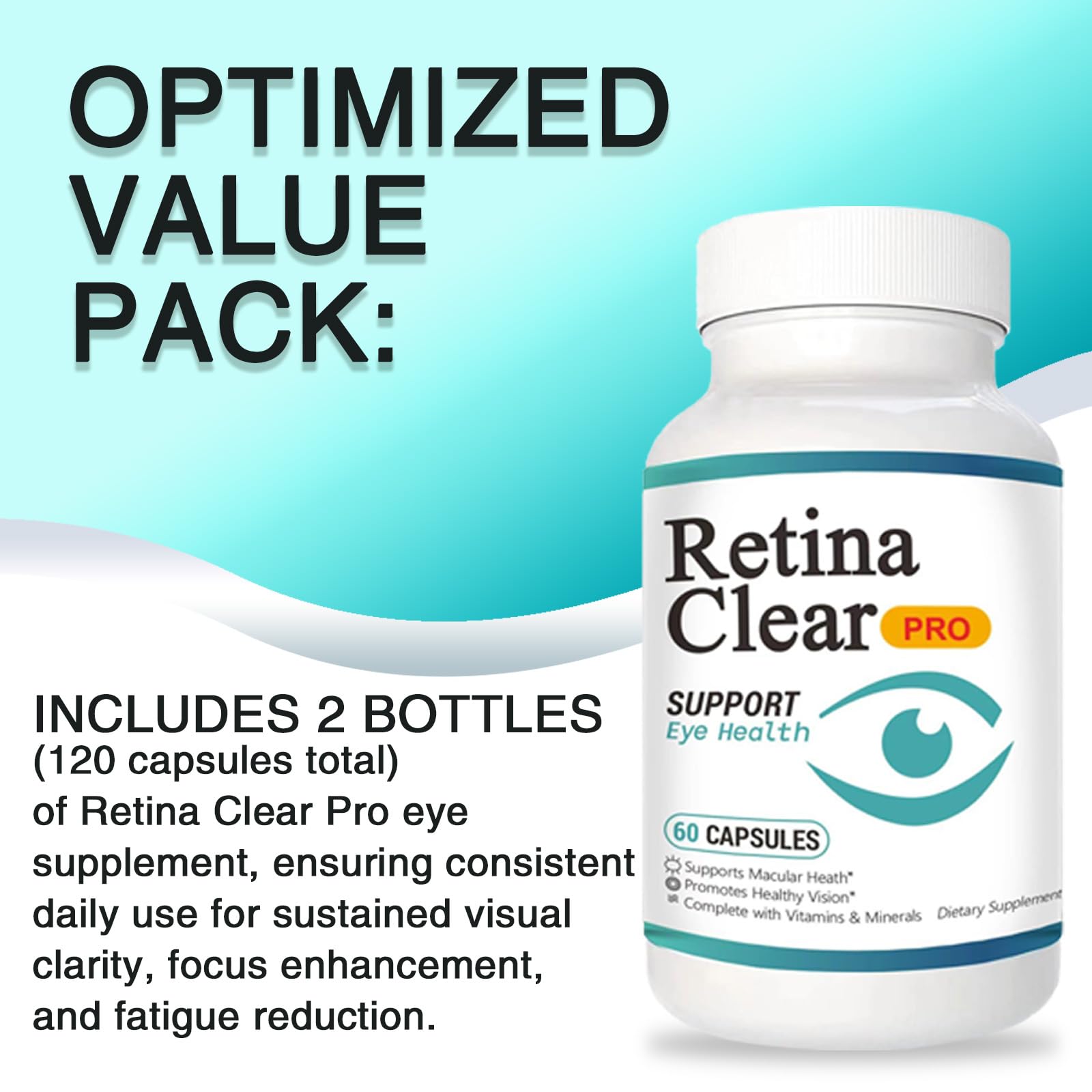 Vunexo Eye Health Supplement capsules on a wooden table