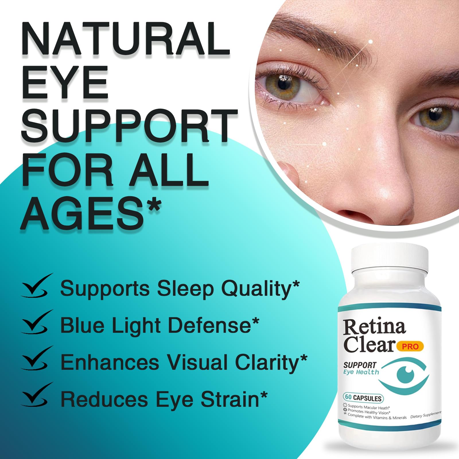Vunexo Eye Health Supplement with a measuring spoon for dosage