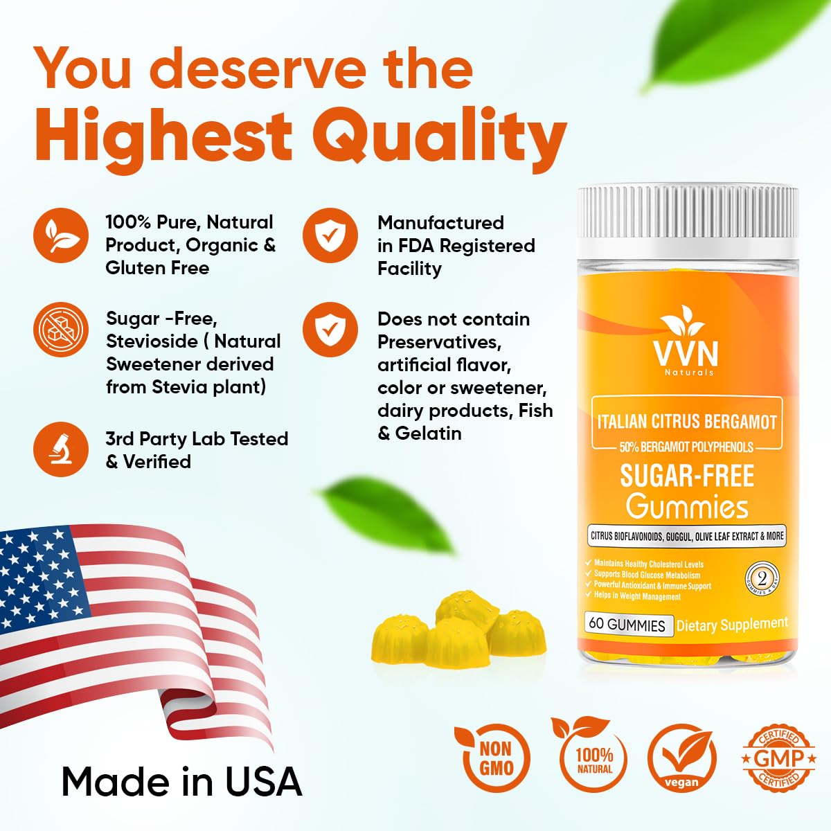 VVN Naturals Citrus Bergamot Gummies nutritional information