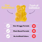 Vybes Co Sleep Gummies on a wooden table with a calming background