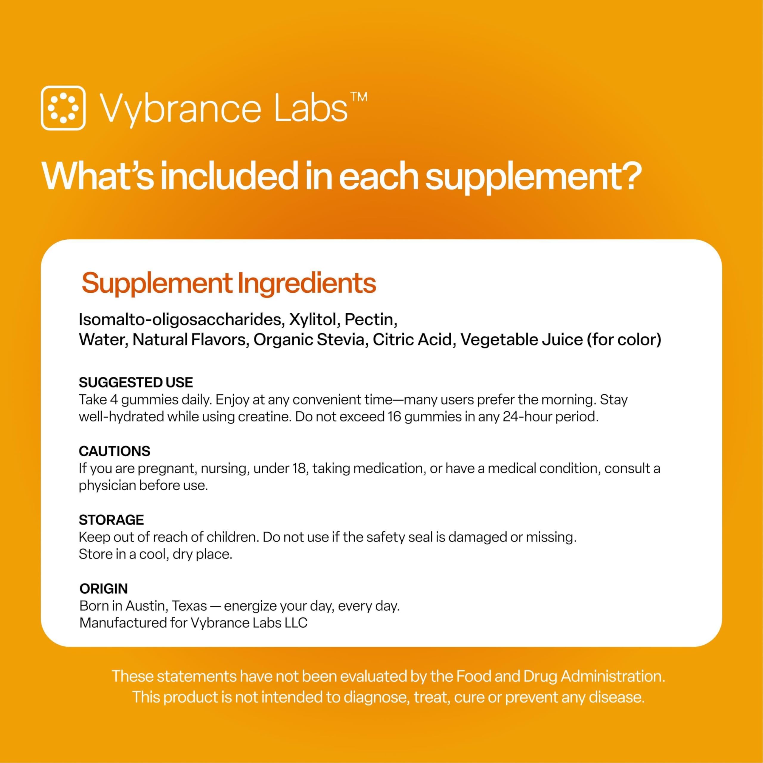 VYBRANCE LABS Creatine Gummy displayed with fitness gear