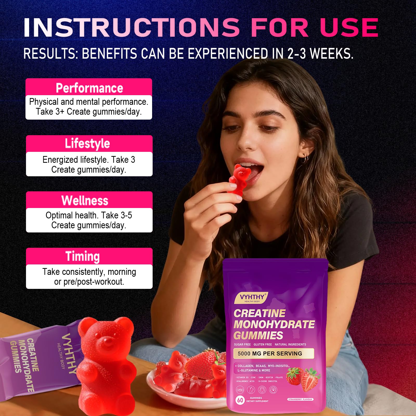 VYHTHY Creatine Gummies 5000mg lifestyle scene