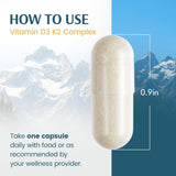 Vykee Nutrition D3 K2 vitamin capsules on a wooden table