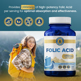 Vykee Nutrition Folic Acid 1,850 mcg DFE capsules on a wooden table