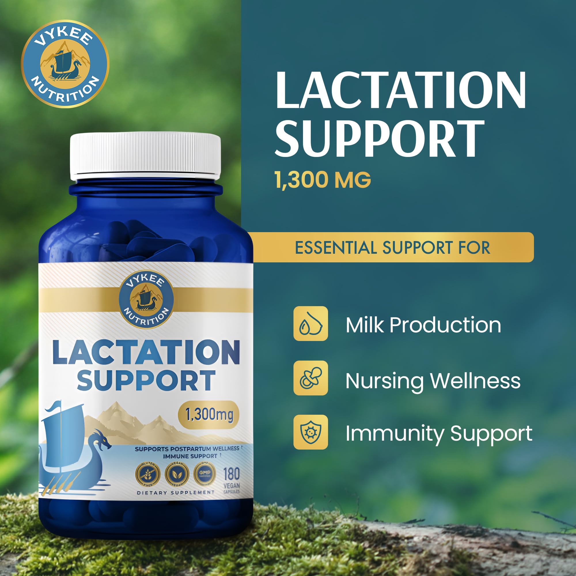 Vykee Nutrition Milk Thistle Lactation Support bottle side view