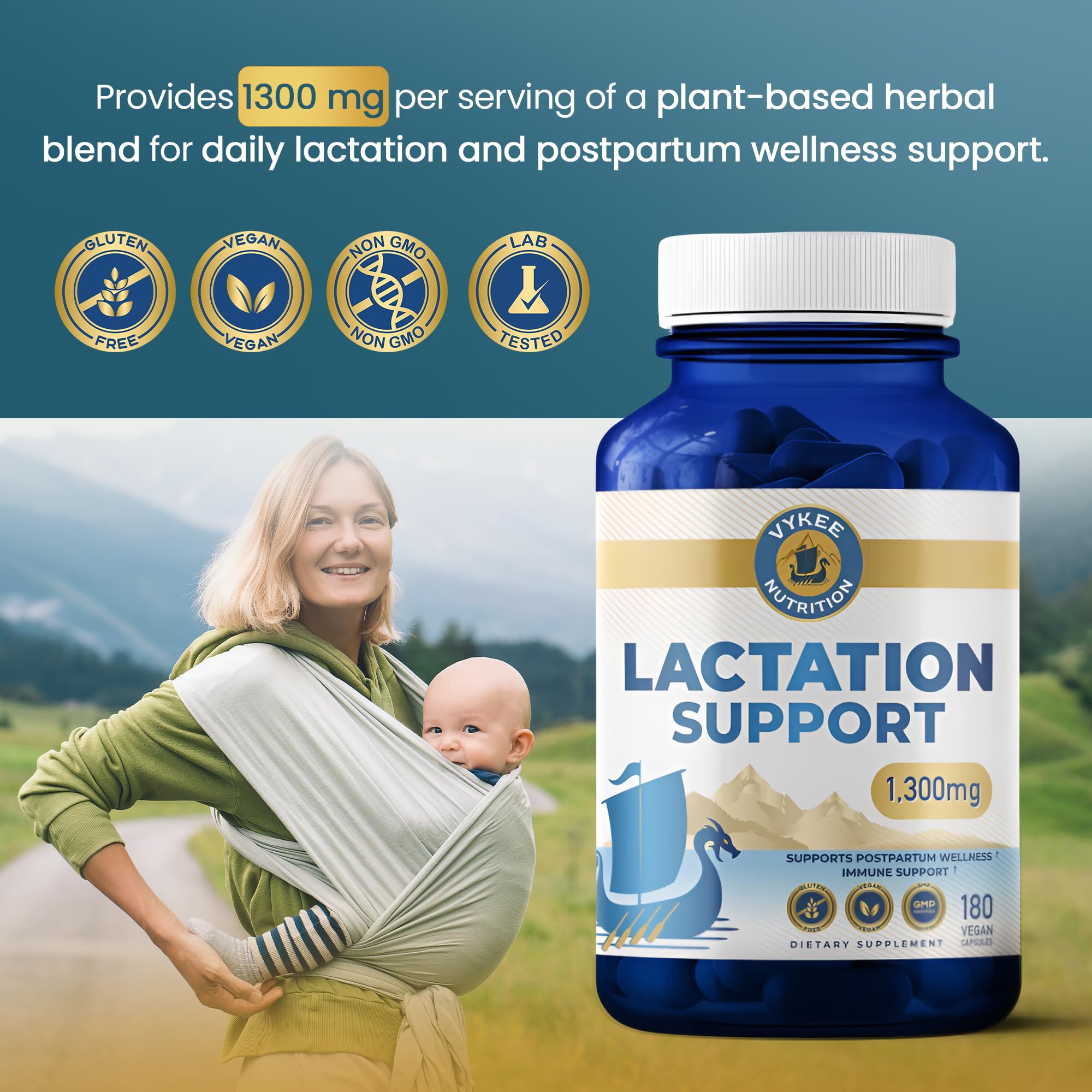 Vykee Nutrition Milk Thistle Lactation Support bottle with QR code