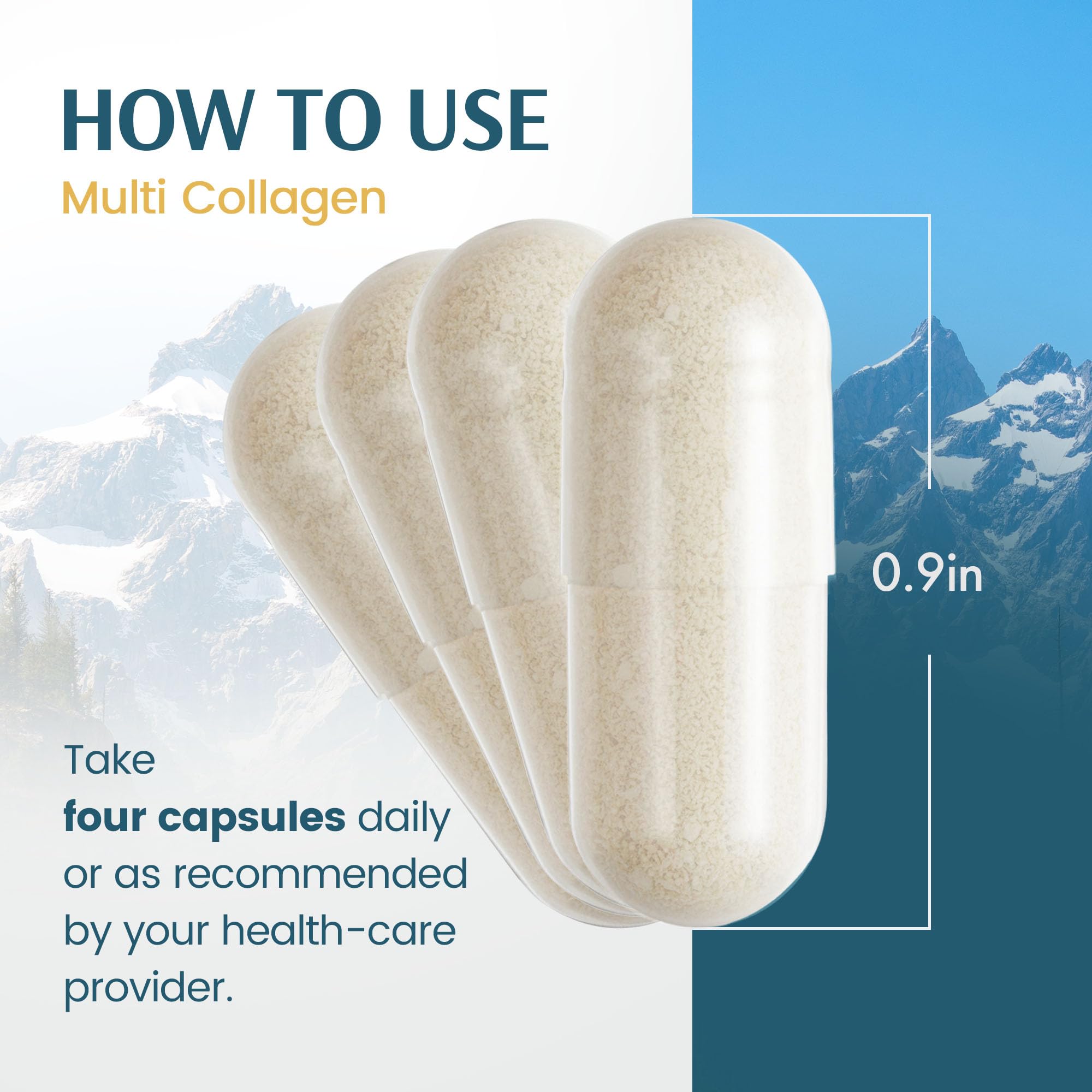 Vykee Nutrition Multi-Type Collagen Complex 2000mg Capsules on a wooden table