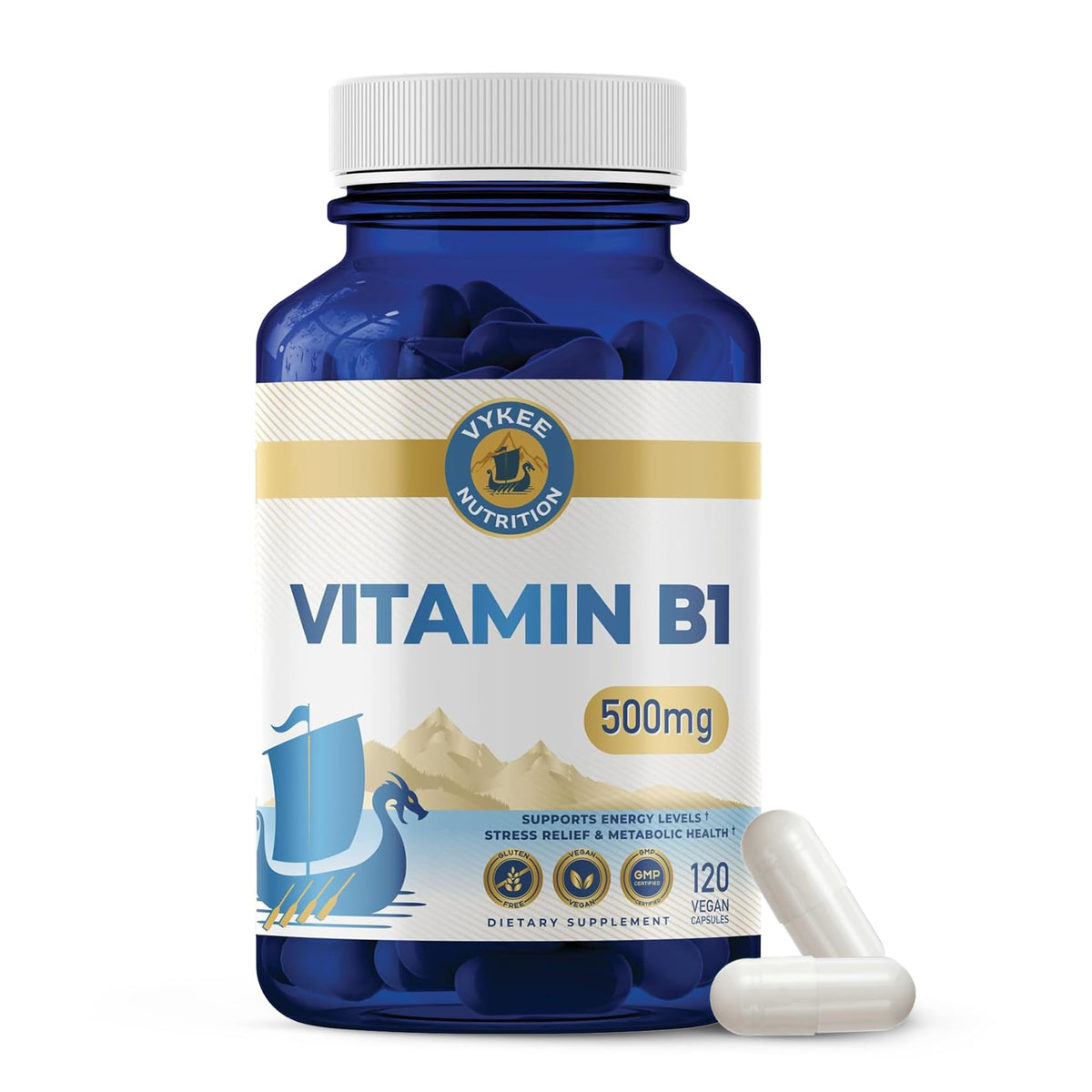 Vykee Nutrition Vitamin B1 (Thiamine) 500mg capsules front view