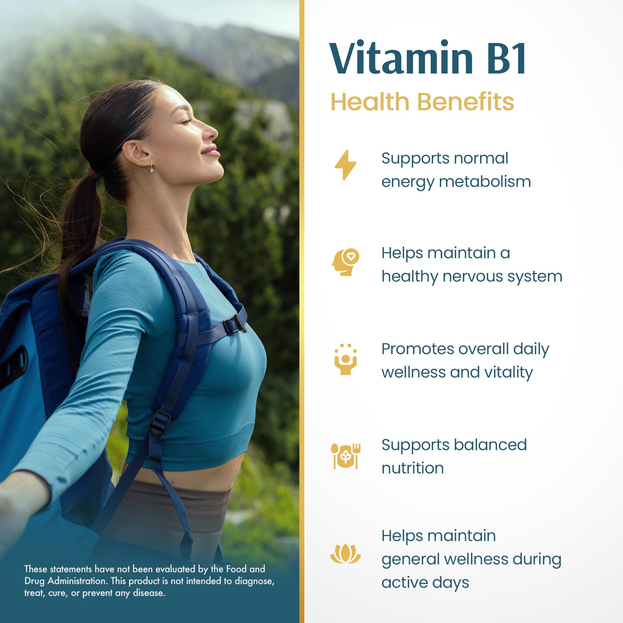 Vykee Nutrition Vitamin B1 (Thiamine) capsules with fresh fruits