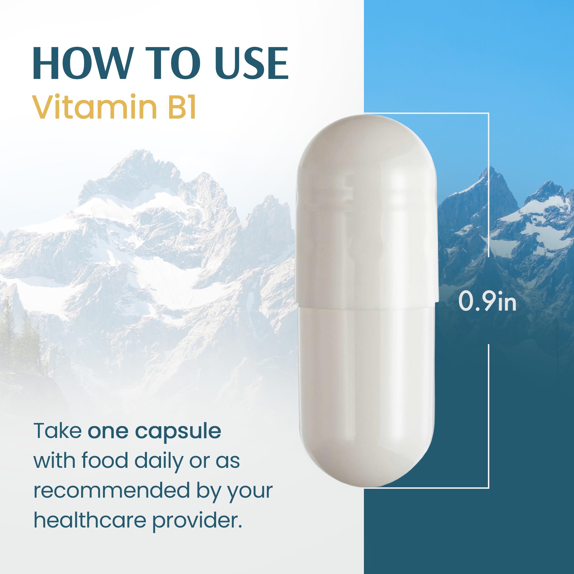 Vykee Nutrition Vitamin B1 (Thiamine) capsules with measuring spoon