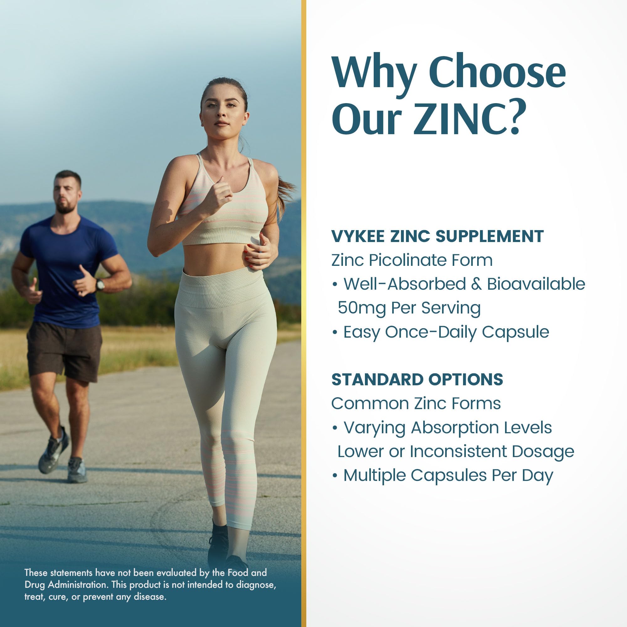 Vykee Nutrition Zinc Picolinate 50mg capsules with QR code