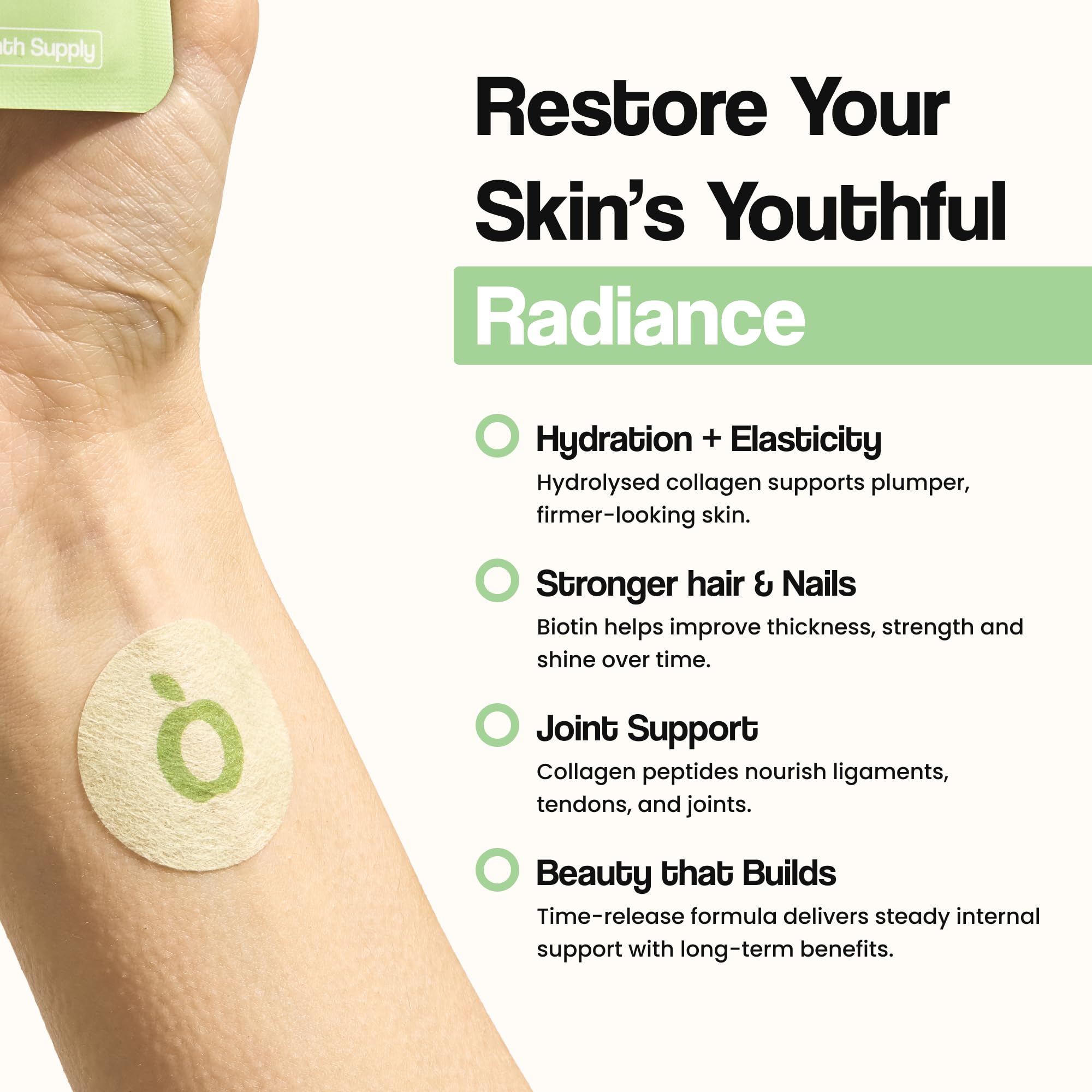 Vytadose Collagen Beauty Patches application on skin