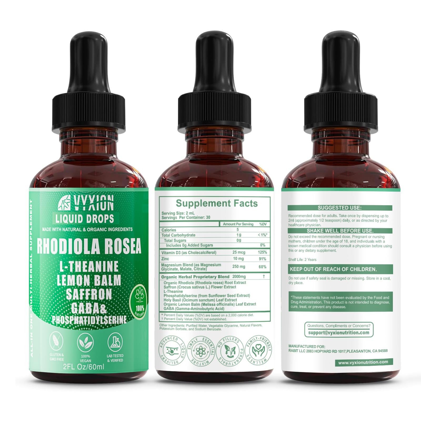Vyxion Gotu Kola Liquid Tincture ingredients list