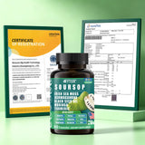 Vyxion Soursop 20-in-One Capsules packaging on a wooden table