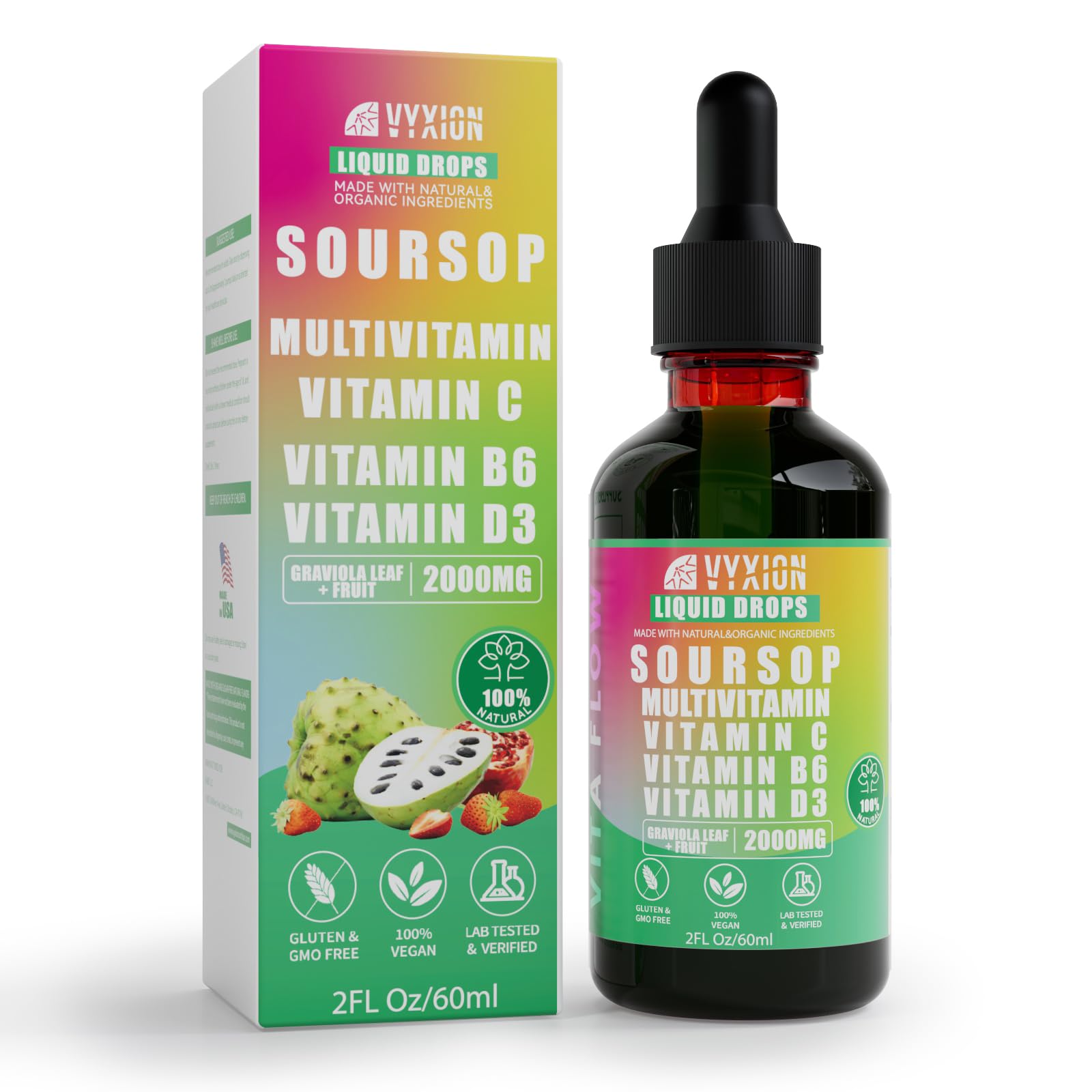 Vyxion Soursop Extract Liquid Drops 2000mg front view