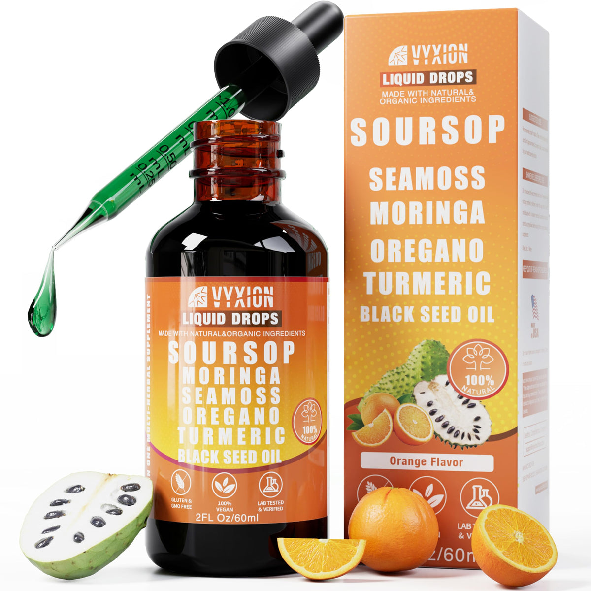 Vyxion Soursop Graviola Liquid Drops 60ml bottle front view