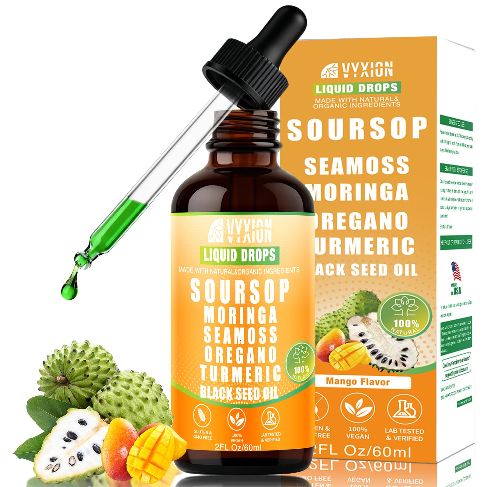 Vyxion Soursop Graviola Liquid Drops 60ml front view