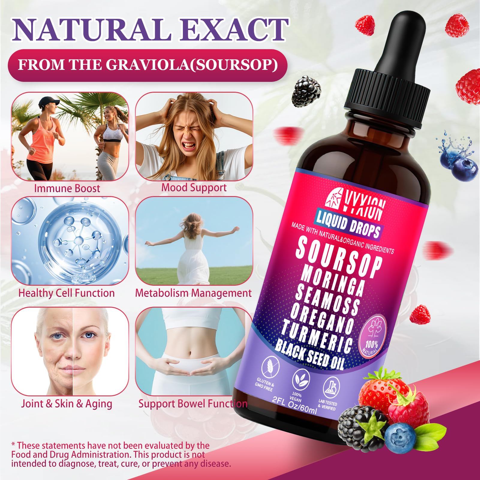 Vyxion Soursop Graviola Liquid Drops 60ml with dropper
