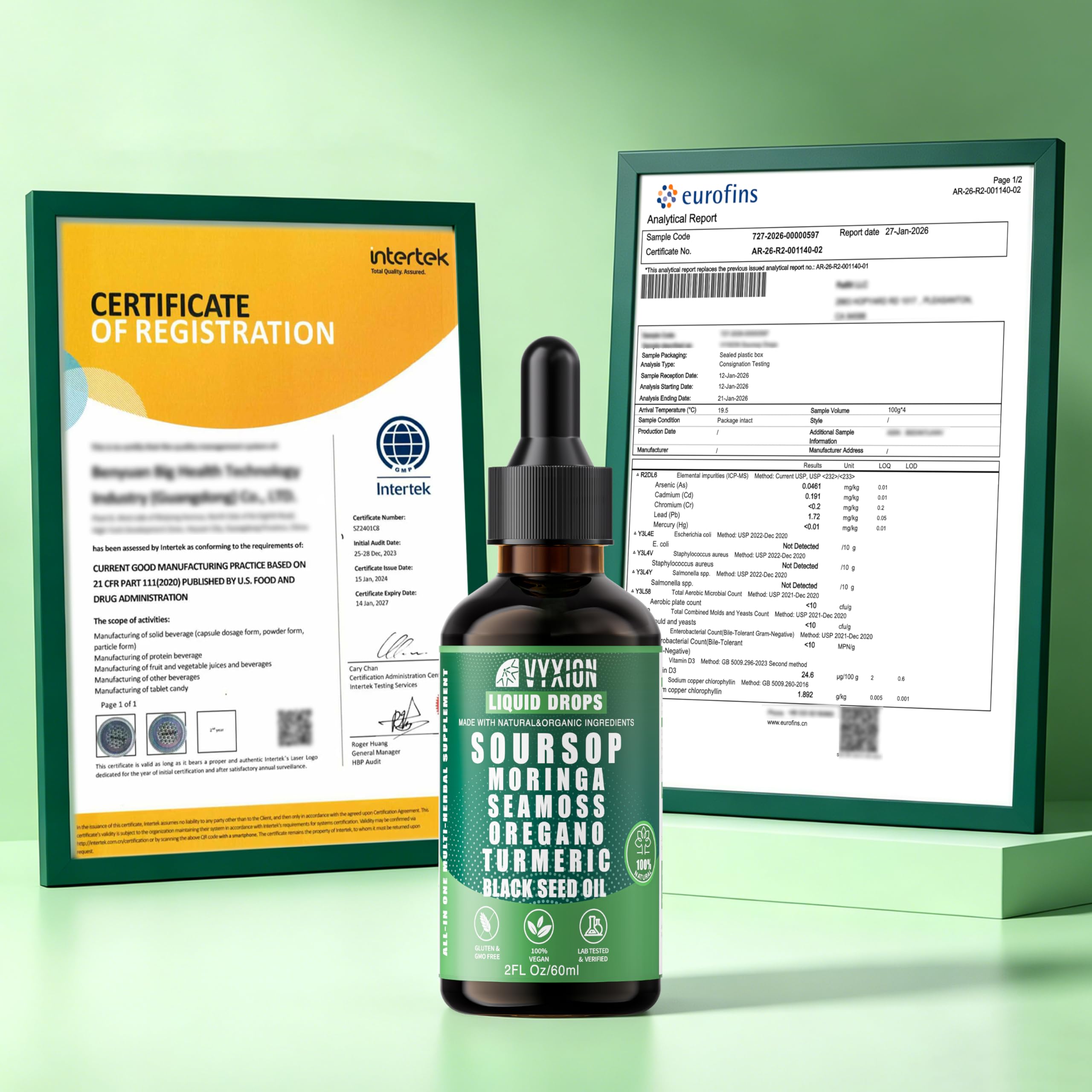 Vyxion Soursop Graviola Liquid Drops 60ml with natural ingredients