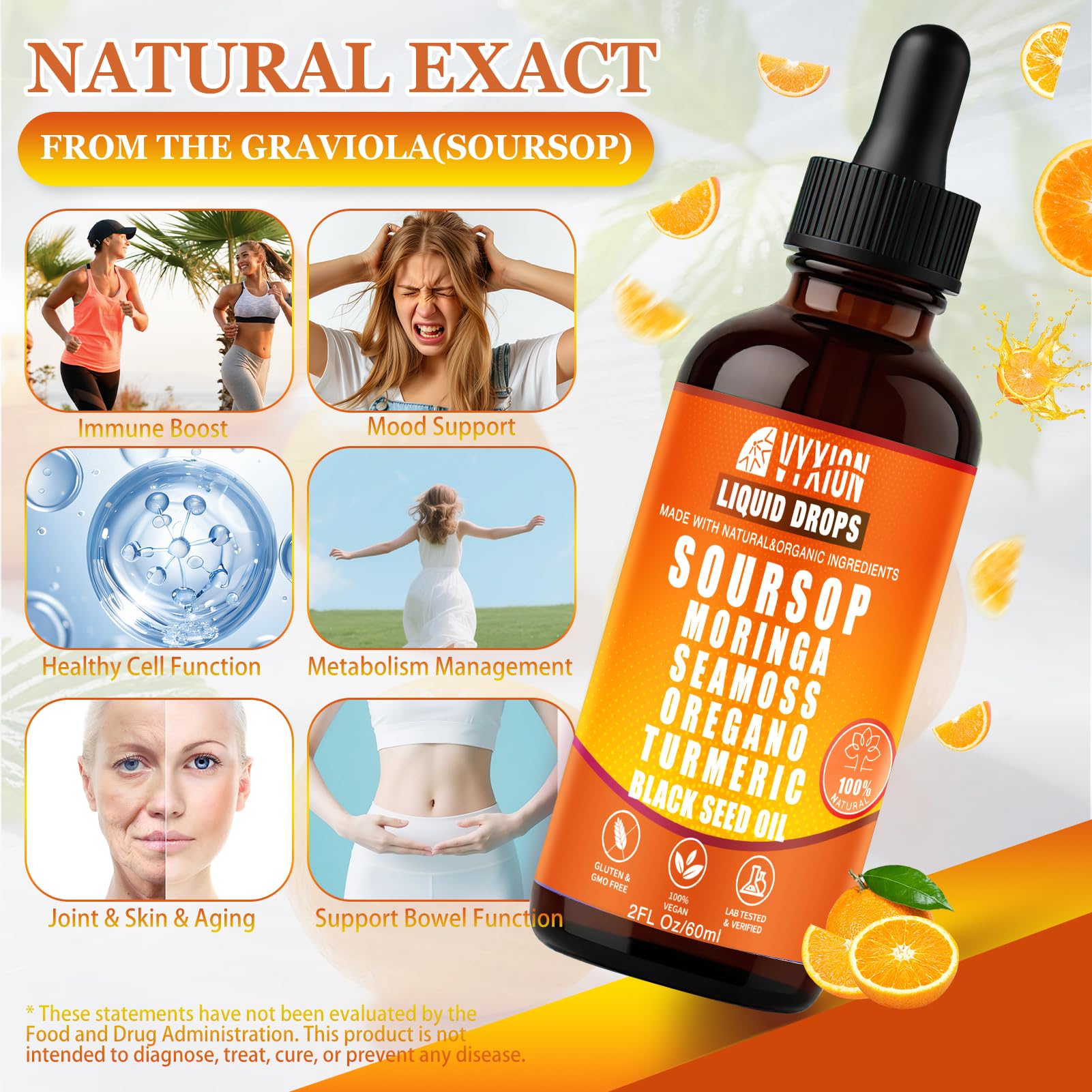 Vyxion Soursop Graviola Liquid Drops ingredients list