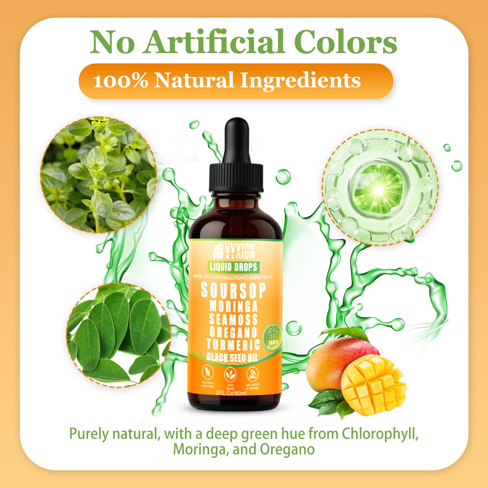 Vyxion Soursop Graviola Liquid Drops label close-up