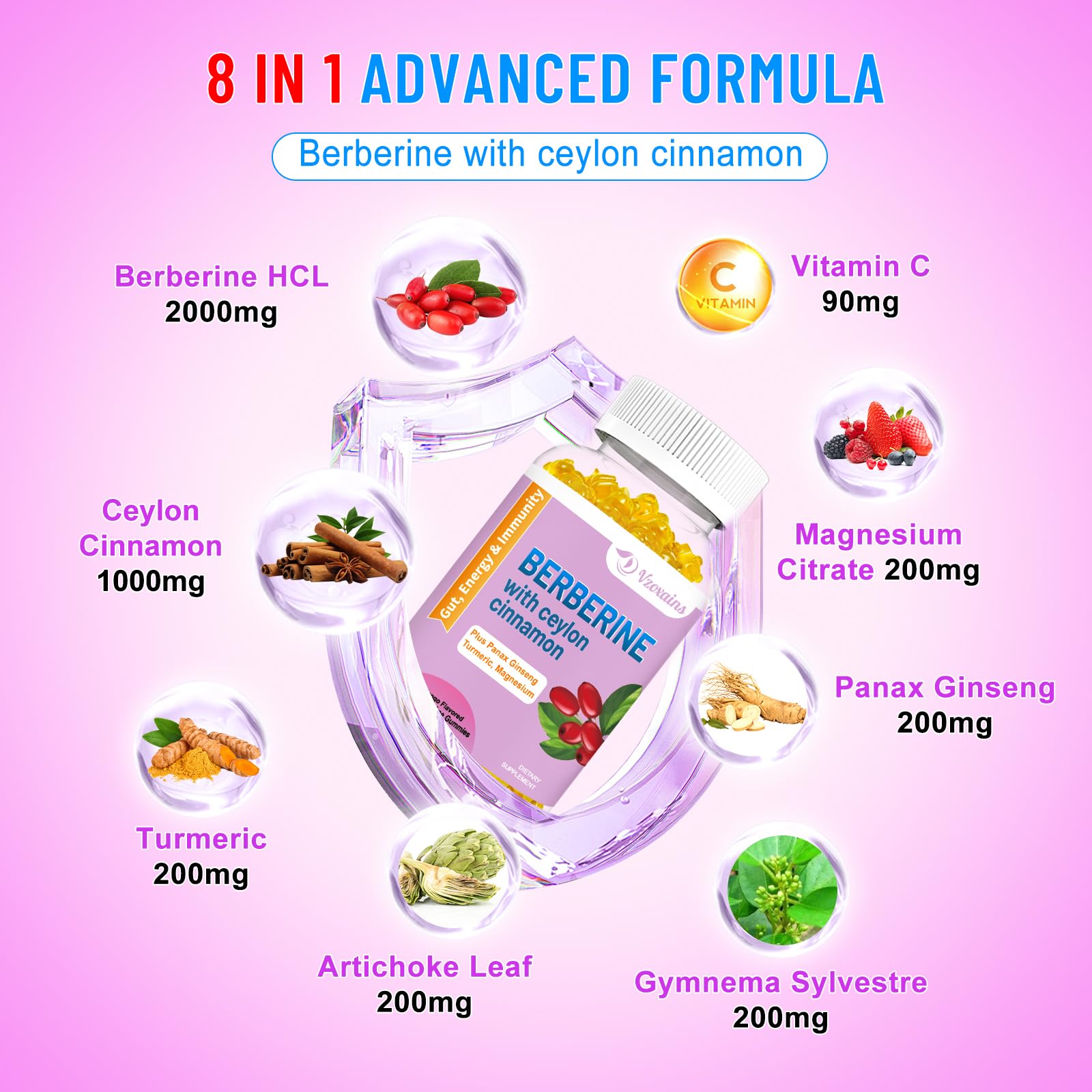 VZOXAINS Berberine Gummies nutrition facts label