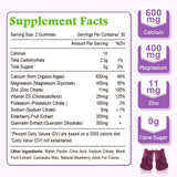 VZOXAINS Calcium Magnesium Zinc Gummies blueberry flavour close-up