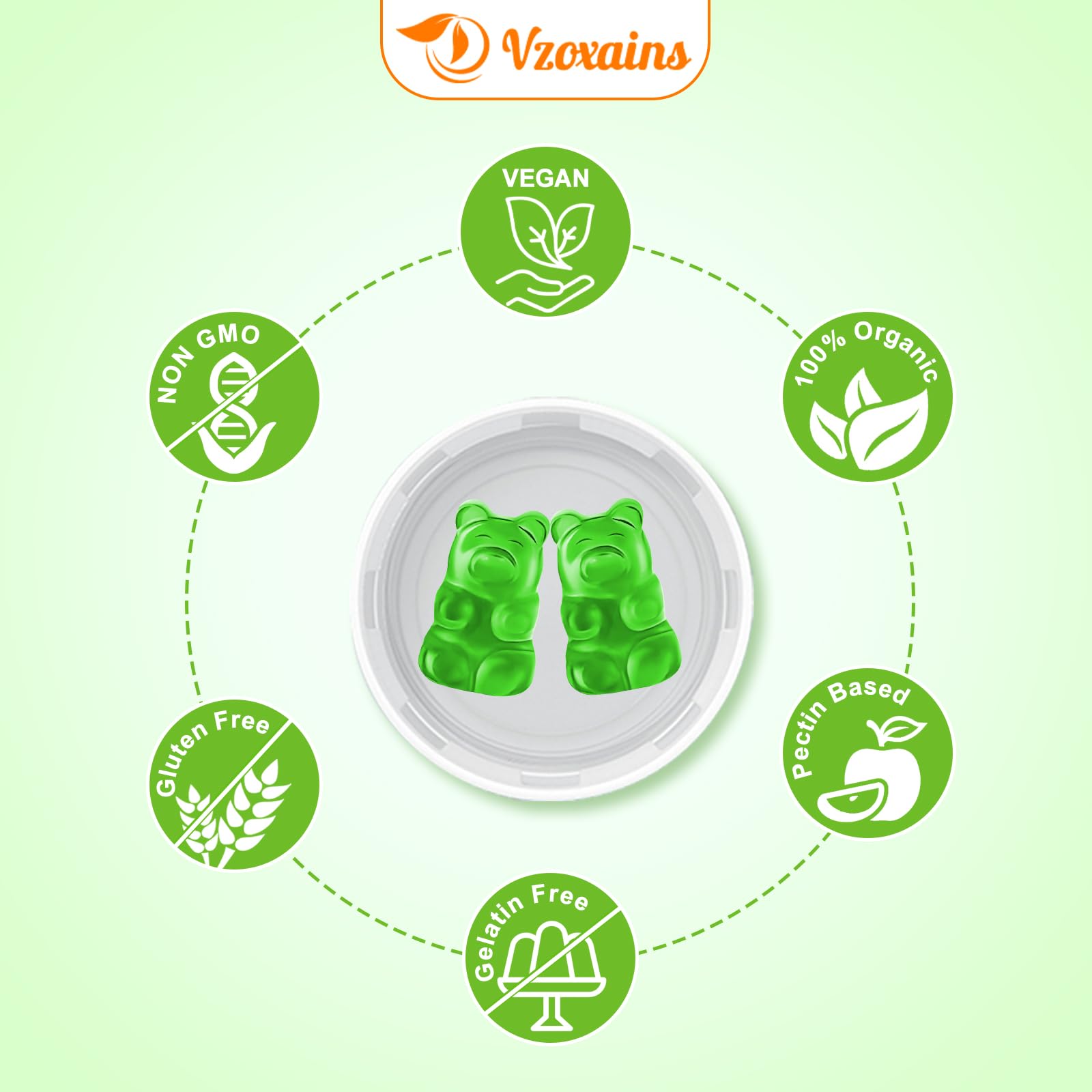 VZOXAINS Ginkgo Biloba Gummies displayed with other supplements