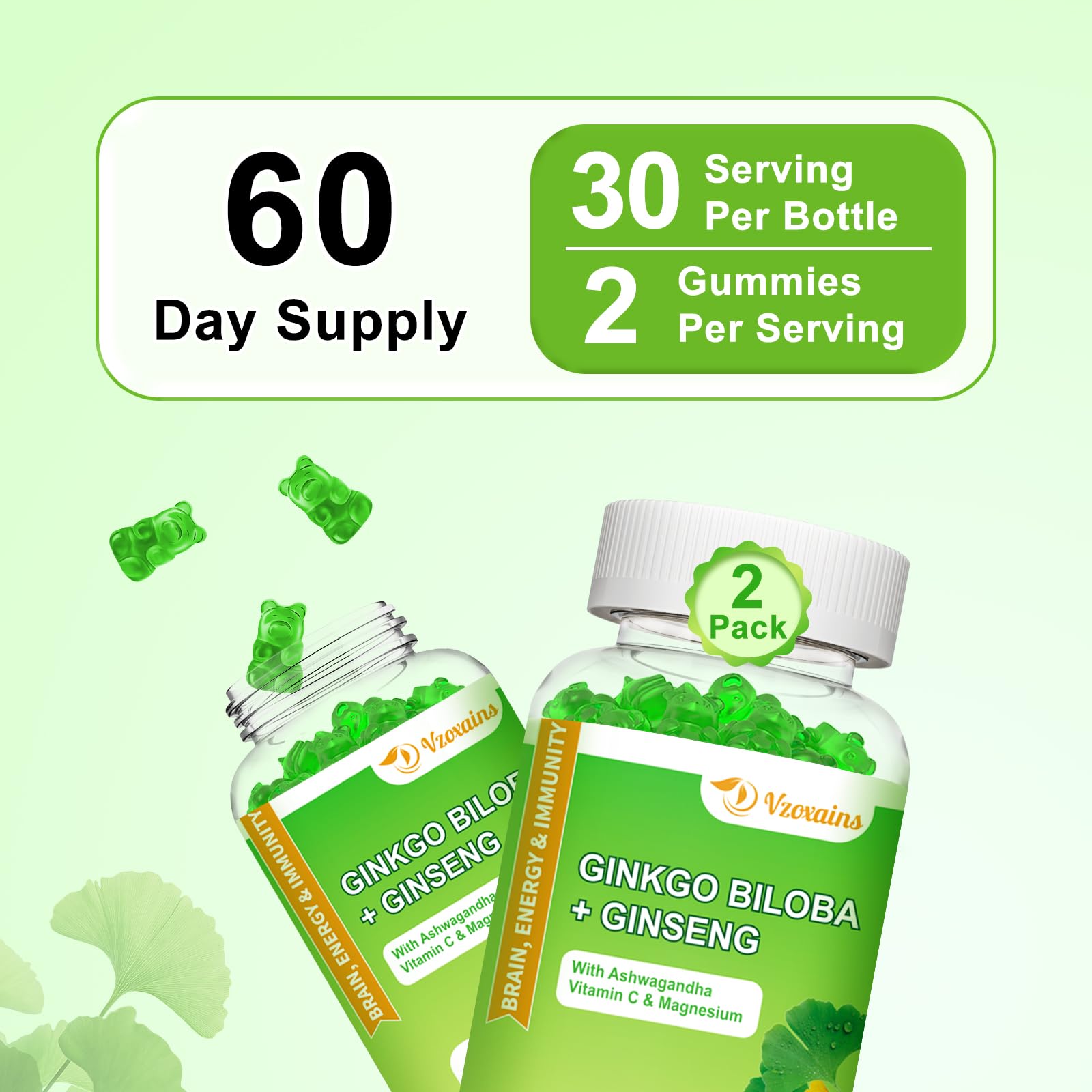VZOXAINS Ginkgo Biloba Gummies nutritional information