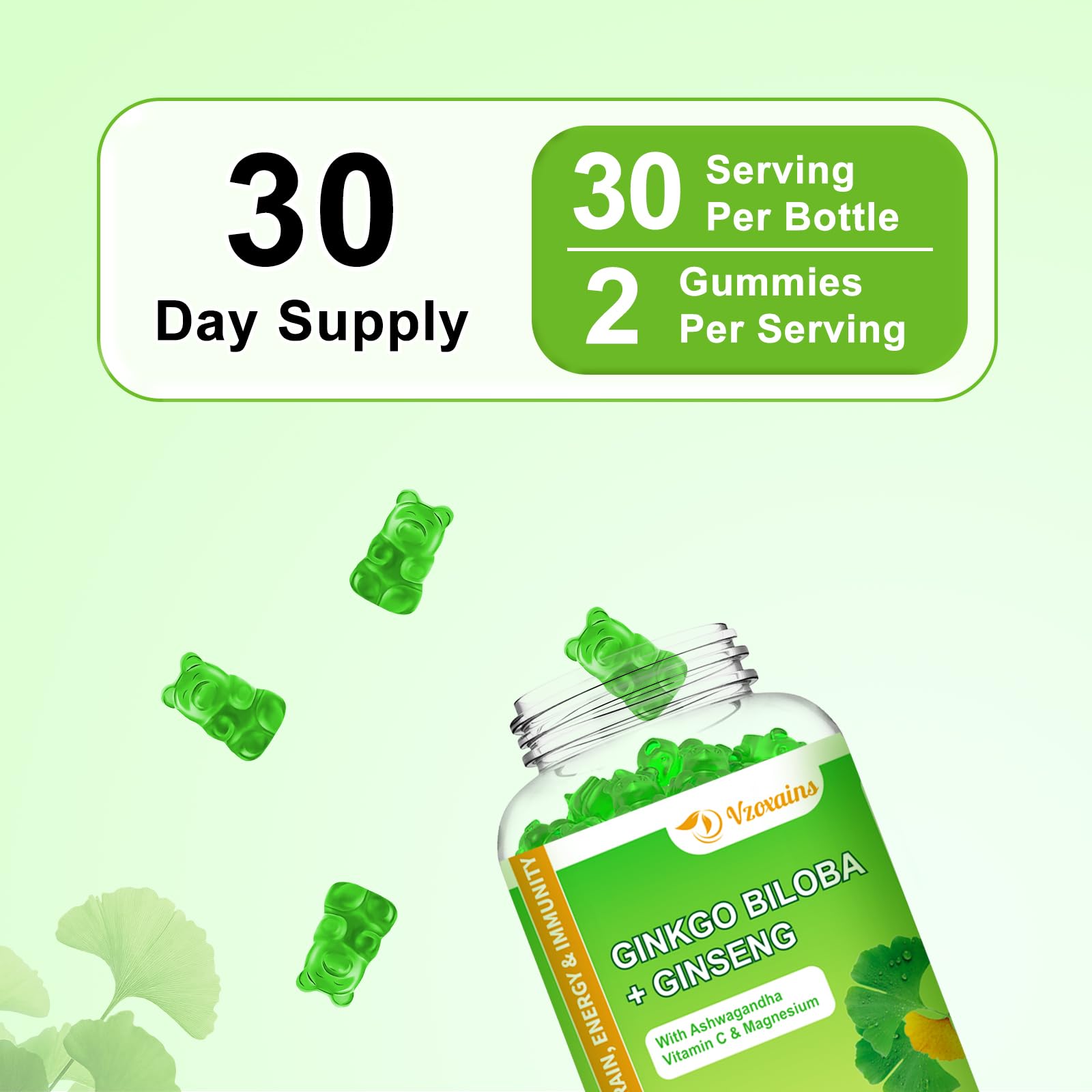 VZOXAINS Ginkgo Biloba Gummies with fresh apples