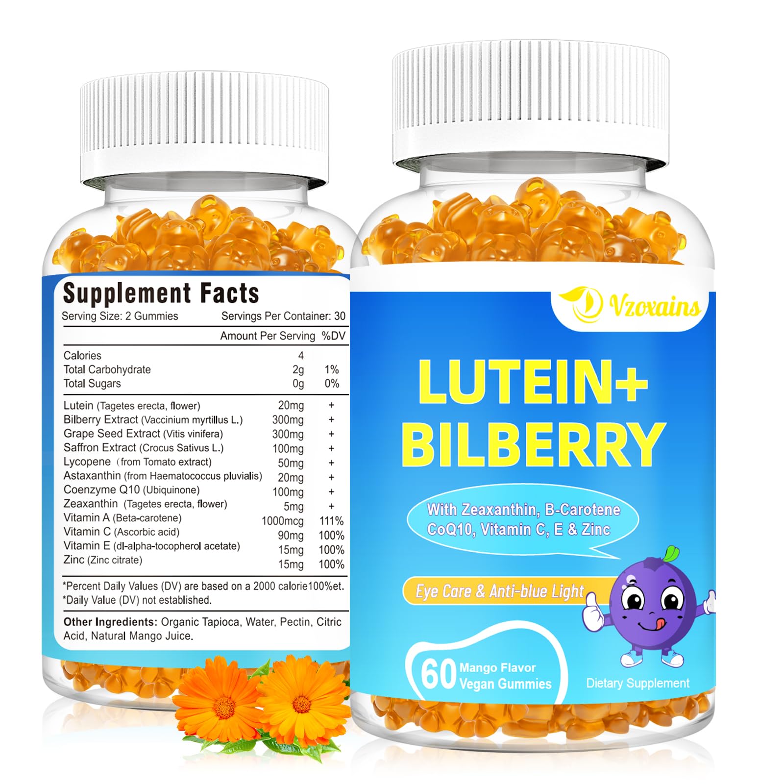 VZOXAINS Lutein Gummies 60 Count front view