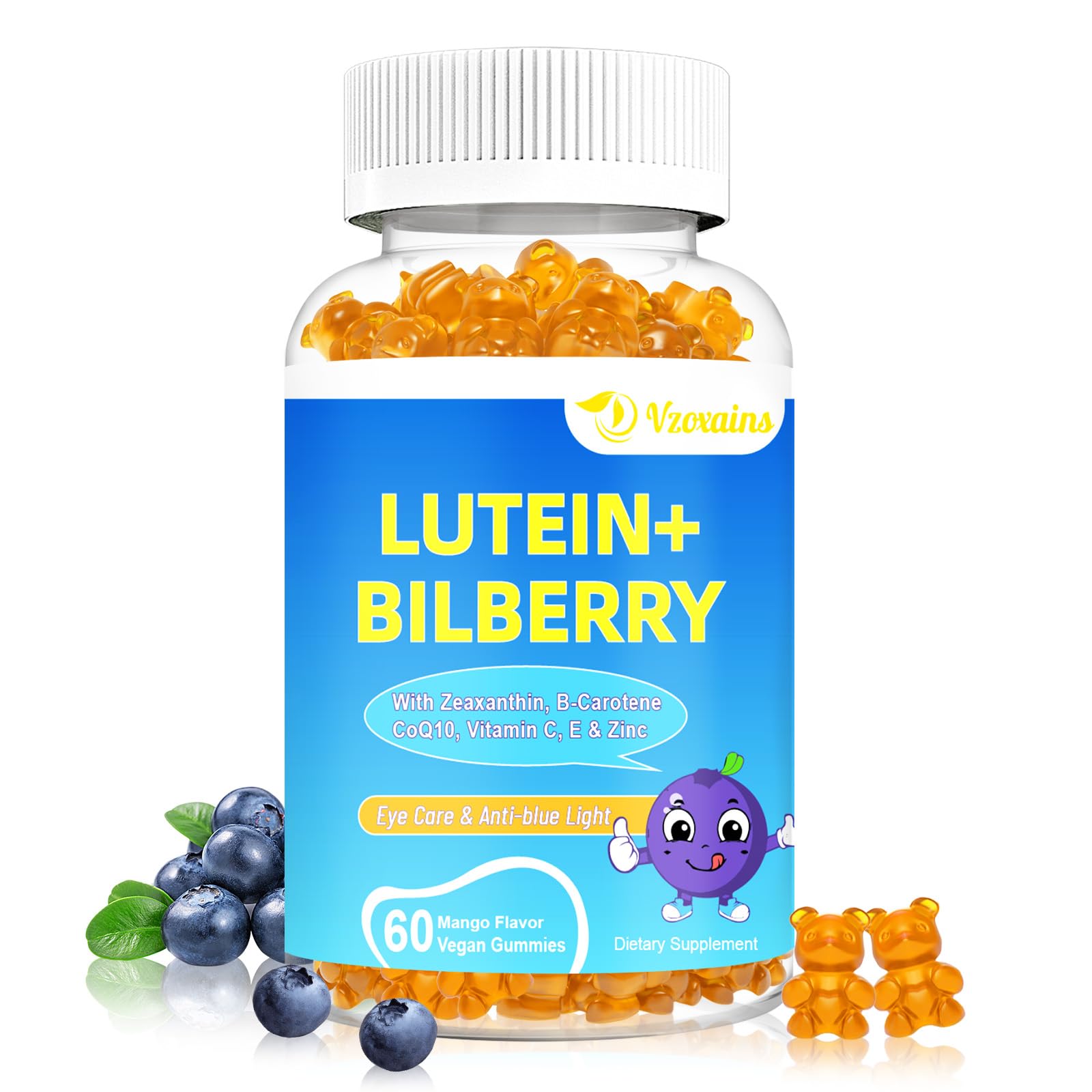 VZOXAINS Lutein Gummies front view with packaging