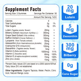 VZOXAINS Lutein Gummies nutritional information