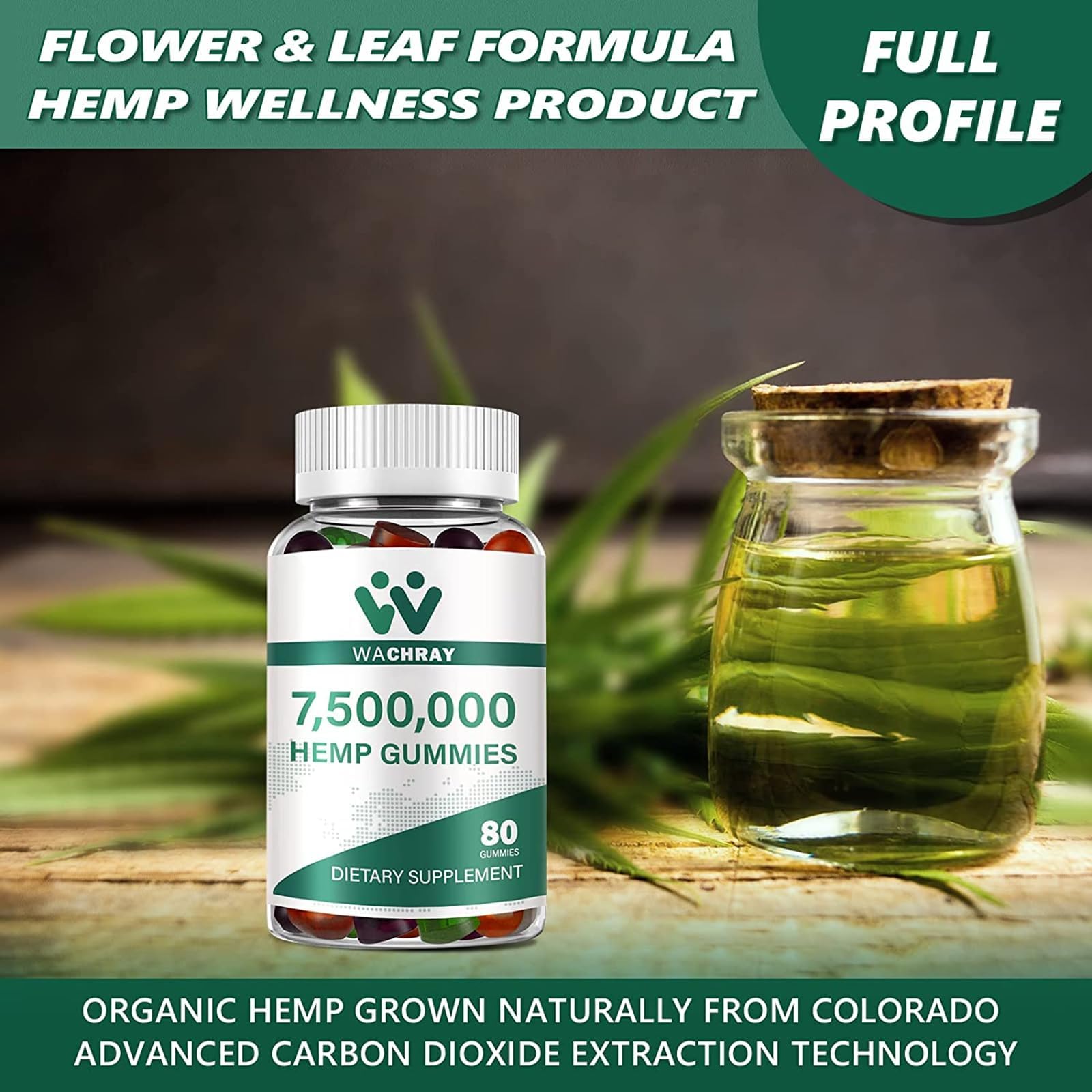 WACHRAY Hemp Gummies packaging with nutritional information