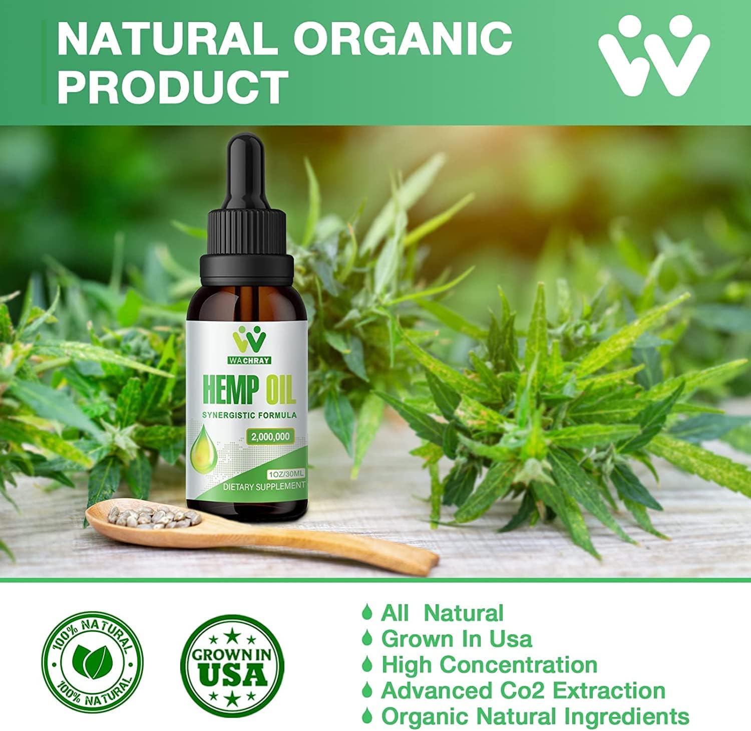 WACHRAY Hemp Oil 249g with hemp seeds