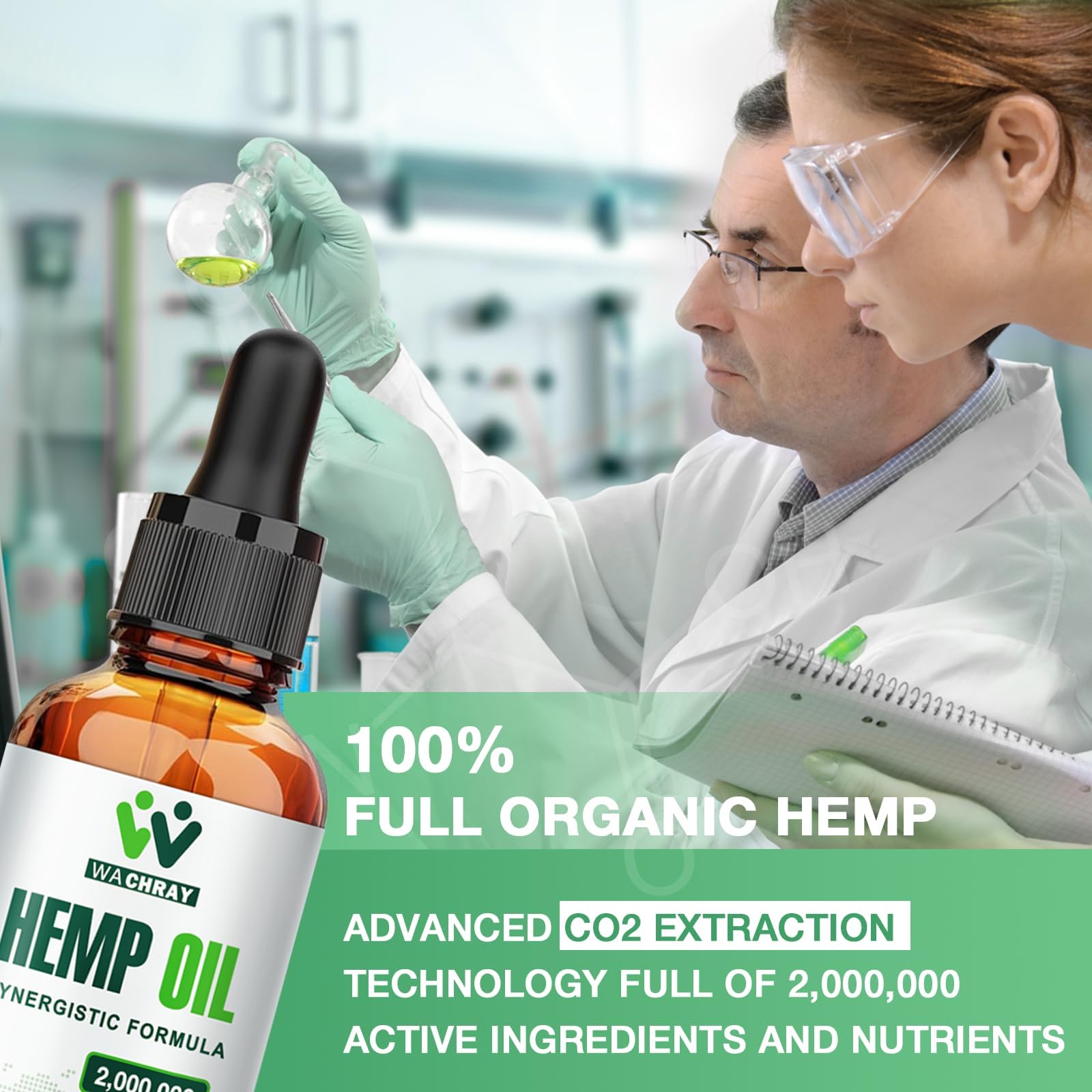 WACHRAY Hemp Oil bottle side view