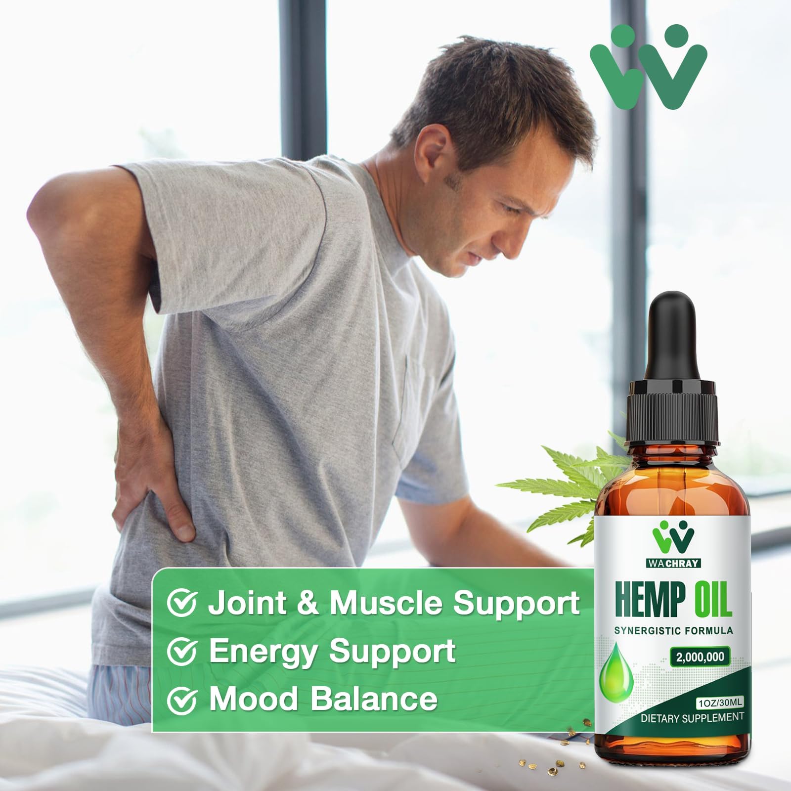 WACHRAY Hemp Oil with a measuring spoon