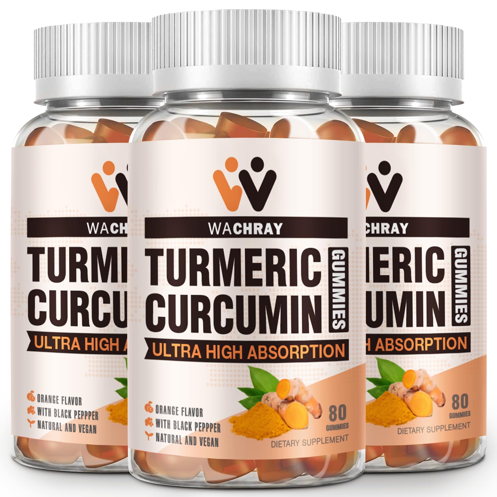 WACHRAY Turmeric Curcumin Gummies front view packaging