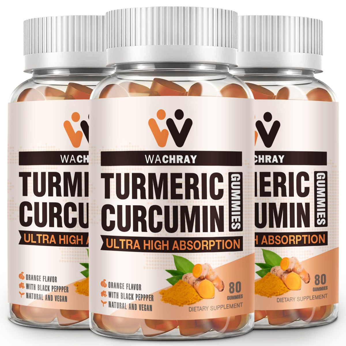 WACHRAY Turmeric Curcumin Gummies front view packaging