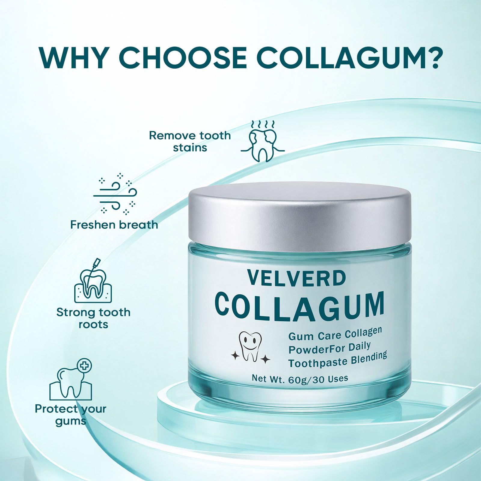 WAESKI Velverdo Collagen Powder for Gums container side view