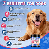Wagmee Omega-3 Skin & Coat Supplement for Dogs chews on a plate