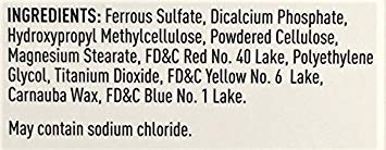 Walgreens Iron Supplement packaging showing dosage and ingredients