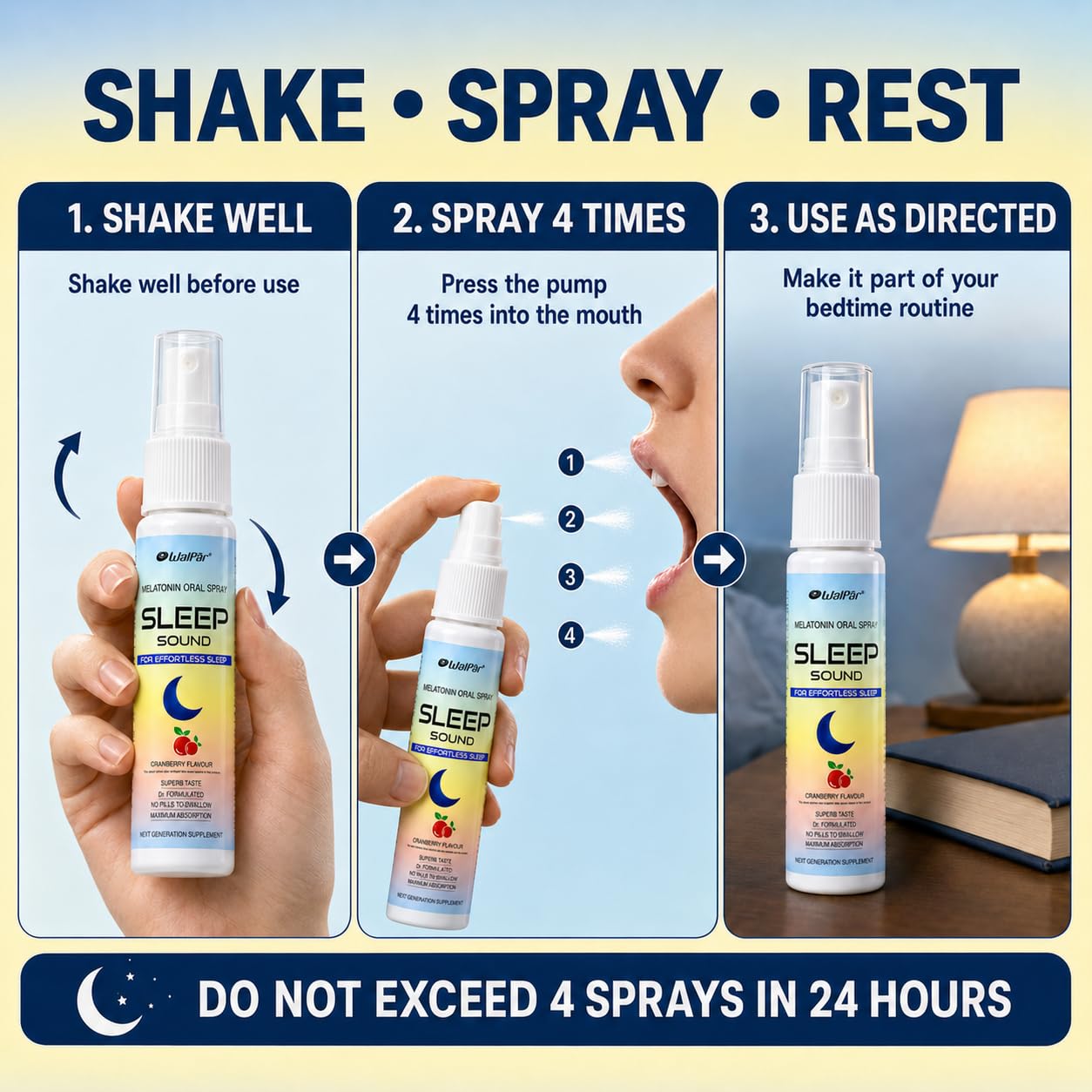 WALPAR Oral Sleep Spray 30ml bottle side view