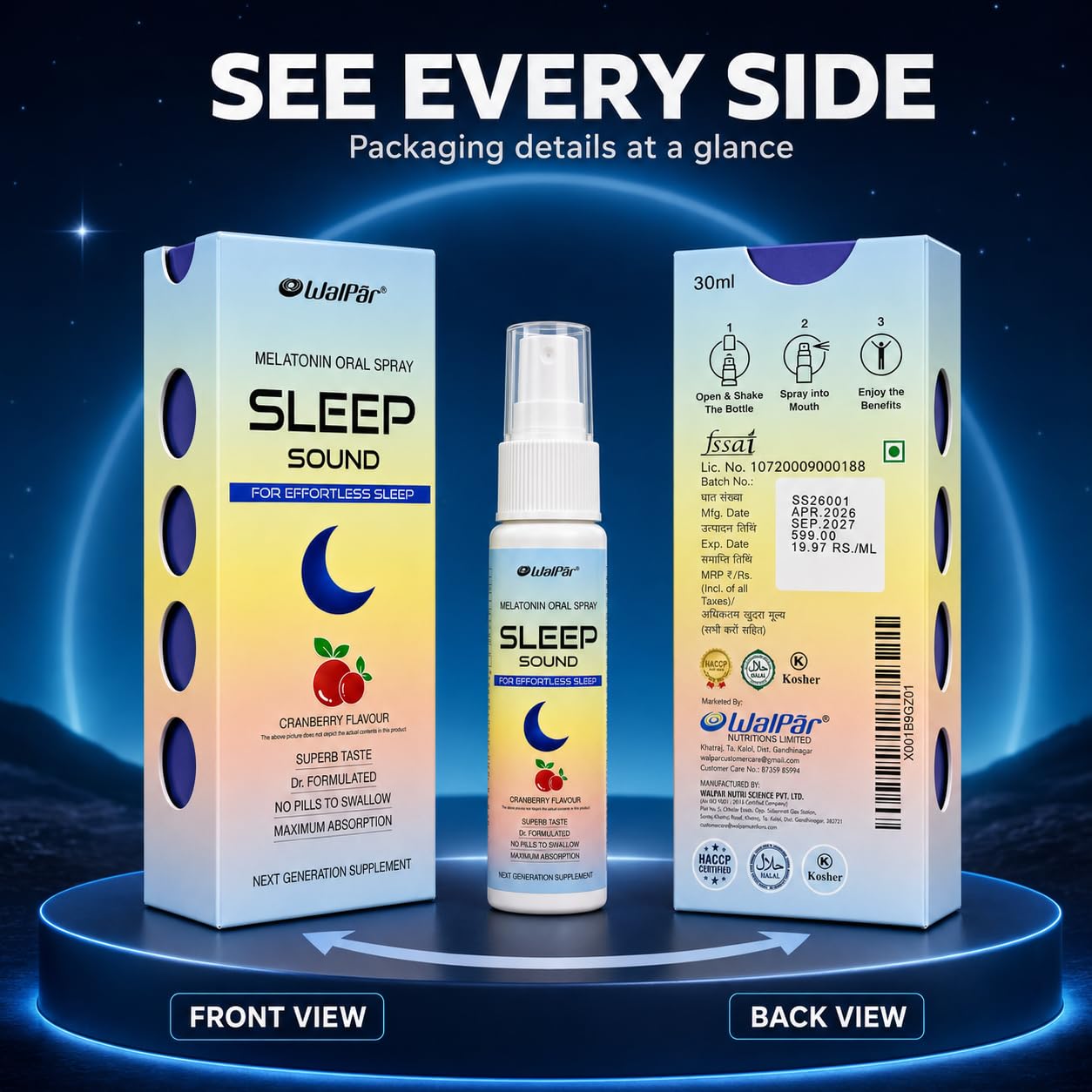 WALPAR Oral Sleep Spray 30ml under tongue application