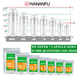 wananfu Size 000 Vegan Capsules stacked