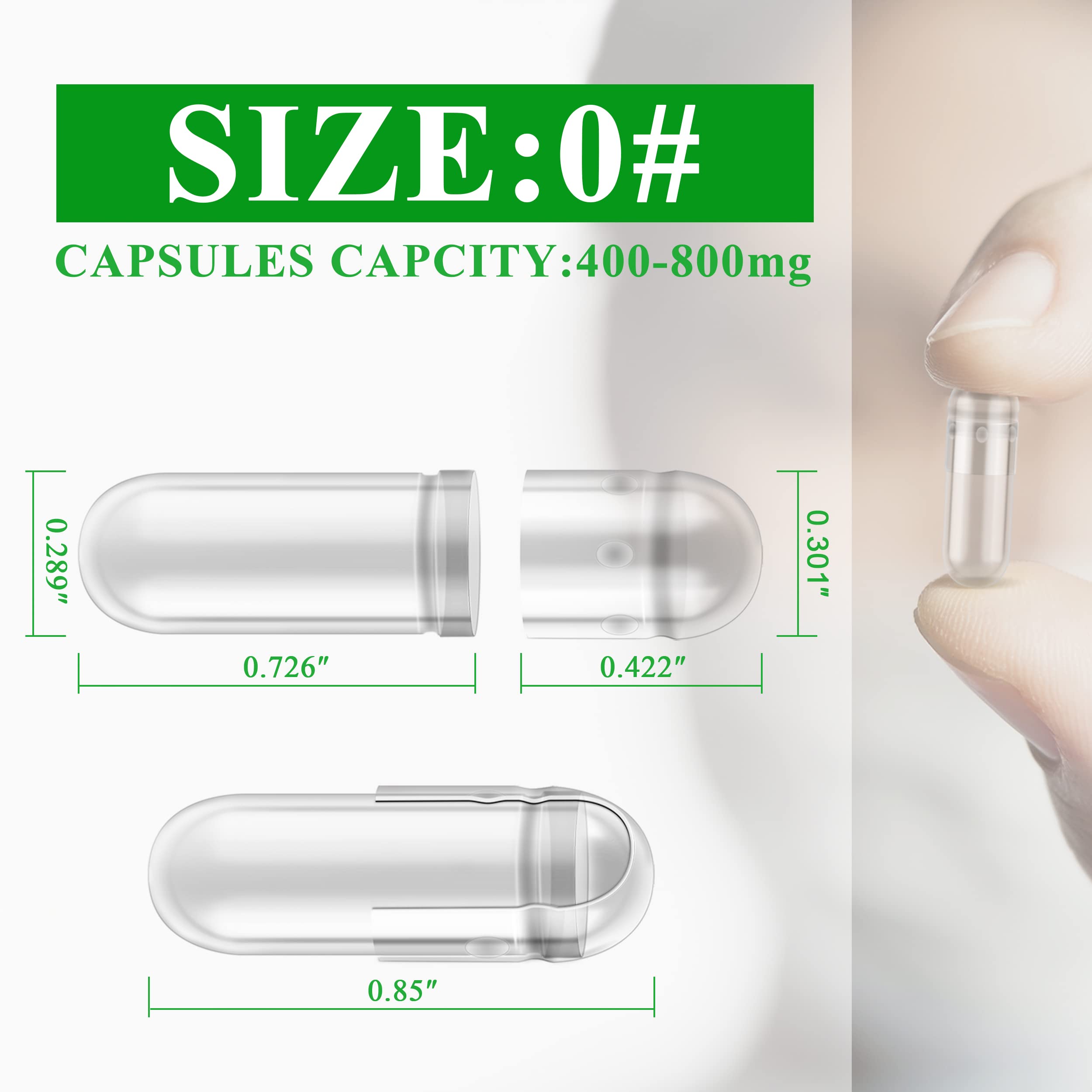 wananfu Vegan Size 0 Empty Capsules packaging