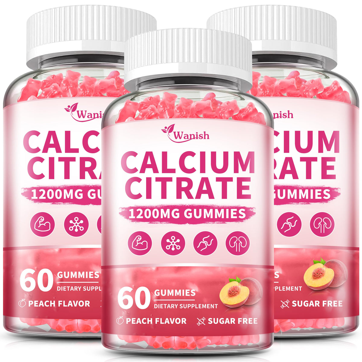 Wanish Calcium Citrate Gummies 1200mg front view of packaging