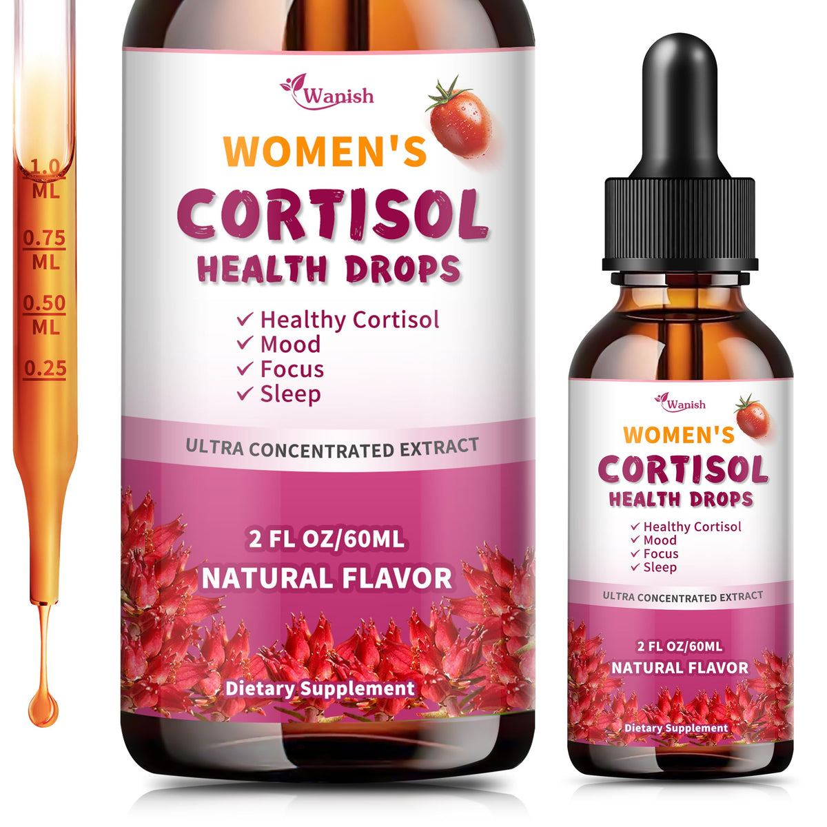 Wanish Cortisol Supplement Drops 30ml front view
