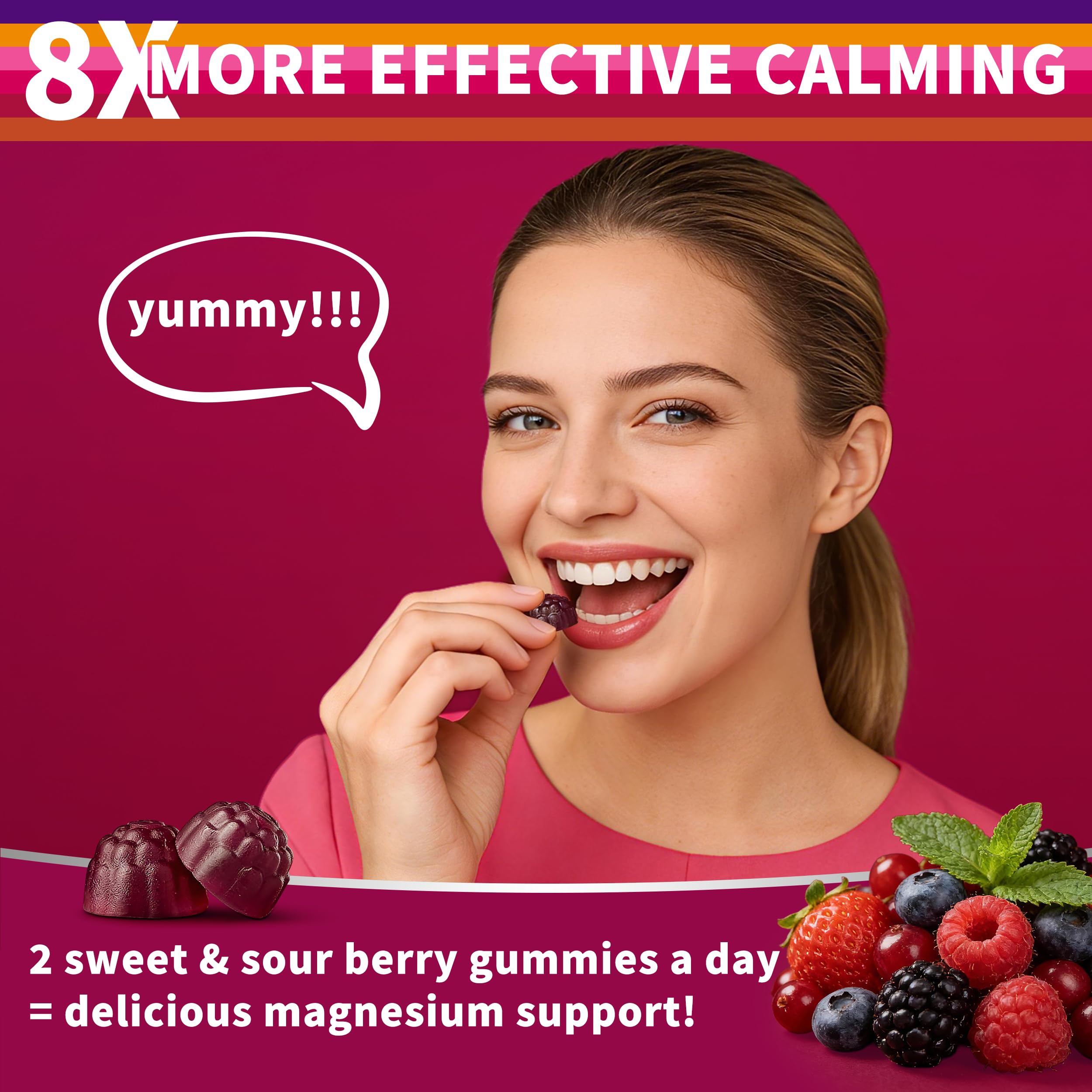 Wanish Magnesium Gummies with a background of natural ingredients