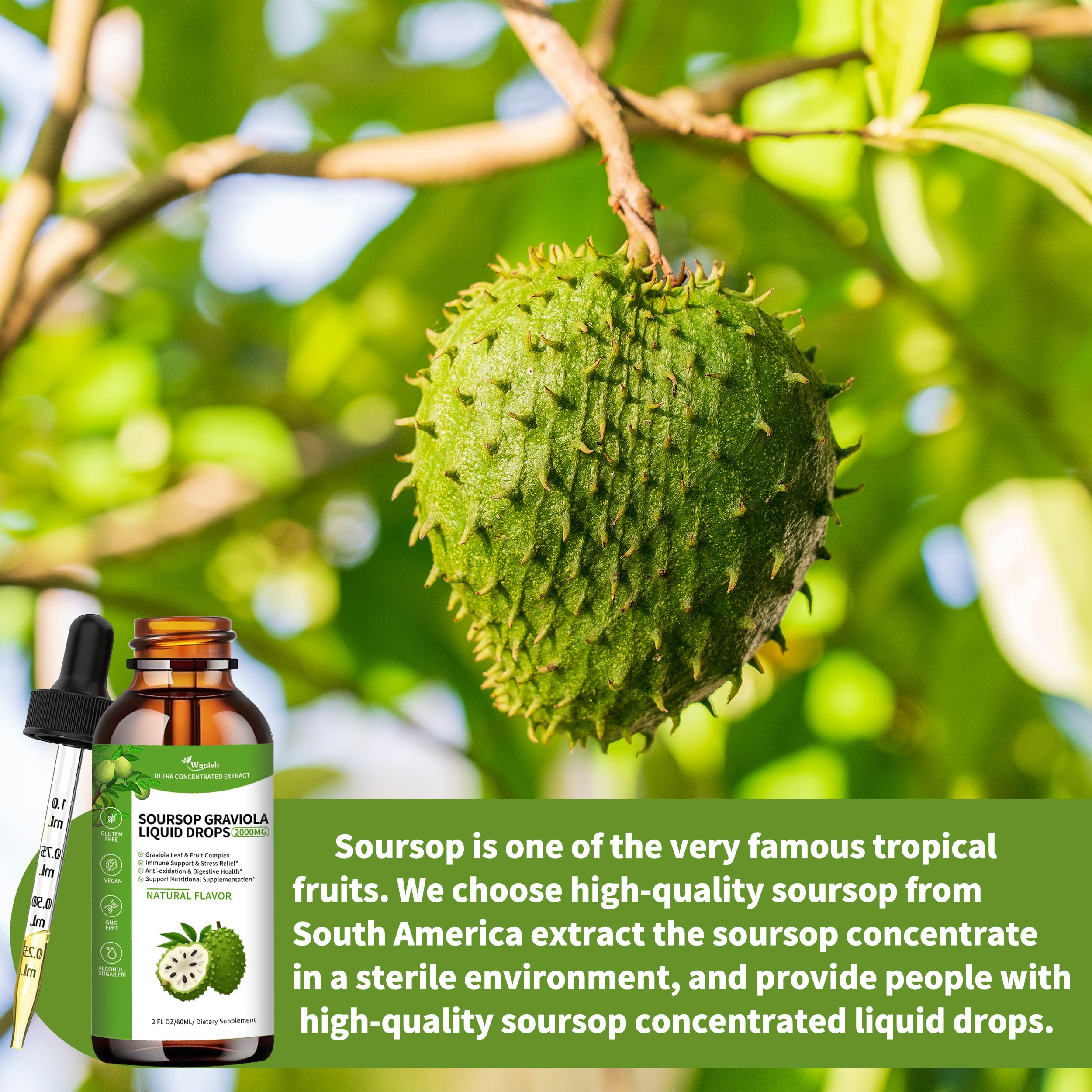 Wanish Soursop Liquid Drops 30ml ingredients list